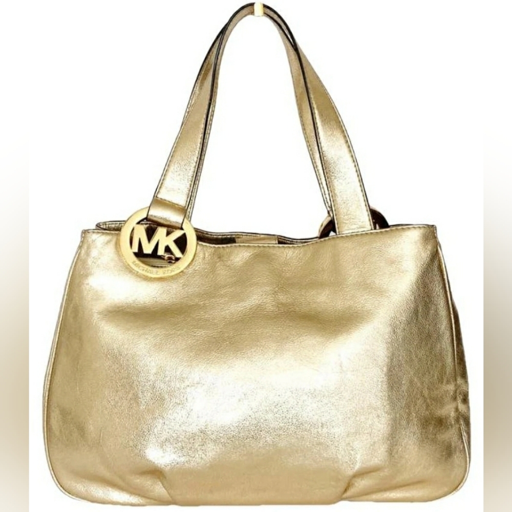 Michael Kors MK Designer Fulton Gold Tote Bag Purse